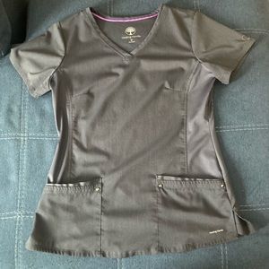 Pewter scrub top from Healing Hands Purple Label. Size M